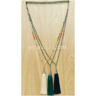 exclusive silver king cup tassels beads necklaces bali